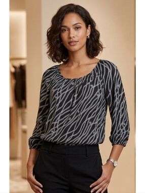 Michael Michael Kors Silver Chain Link Mk logo Top Black Size M